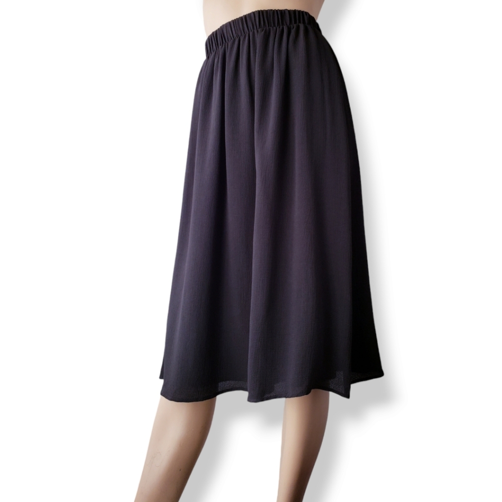 A'gaci Black Textured A-Line Midi Skirt - Picture 3 of 8